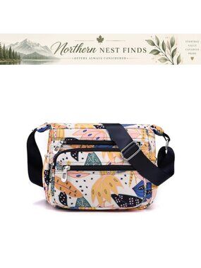 Nylon Crossbody Bag Multi Pockets Adjustable Strap Lightweight Shoulder Handbag